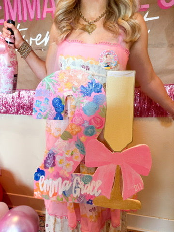 21st Birthday Sign- Floral Champagne