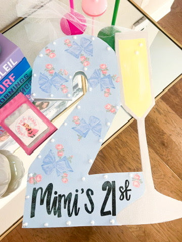 21st Birthday Sign- Blue LoveShack Champagne
