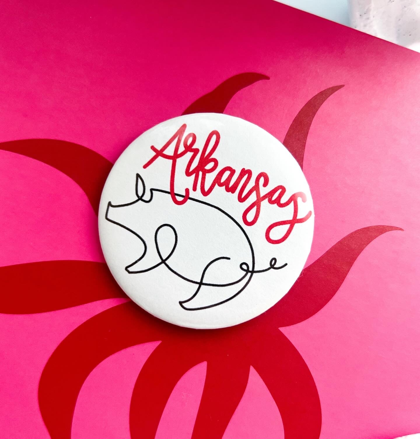 Arkansas Button, Arkansas Gameday Button, Arkansas Basketball, Arkansas Football, University of Arkansas Button, Red Arkansas Button Pin