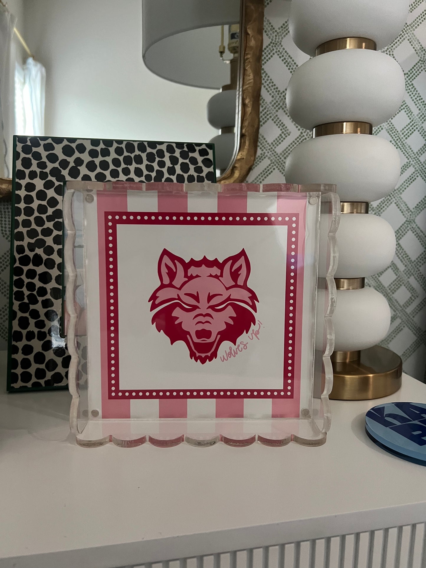 College Outline Scalloped Acrylic Tray