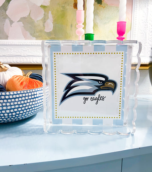 College Outline Scalloped Acrylic Tray