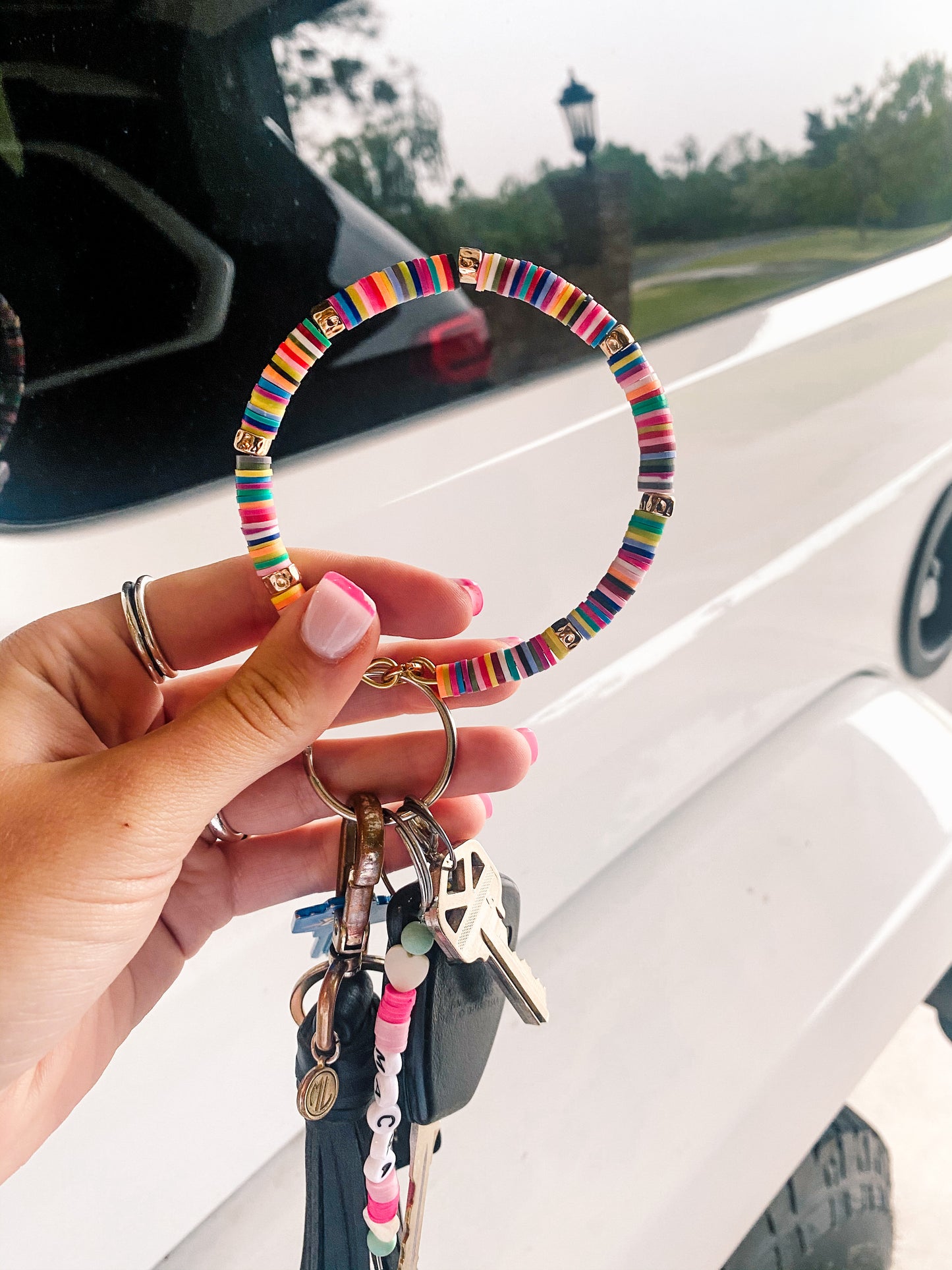 Multi Color Beaded Wristlet Keychain