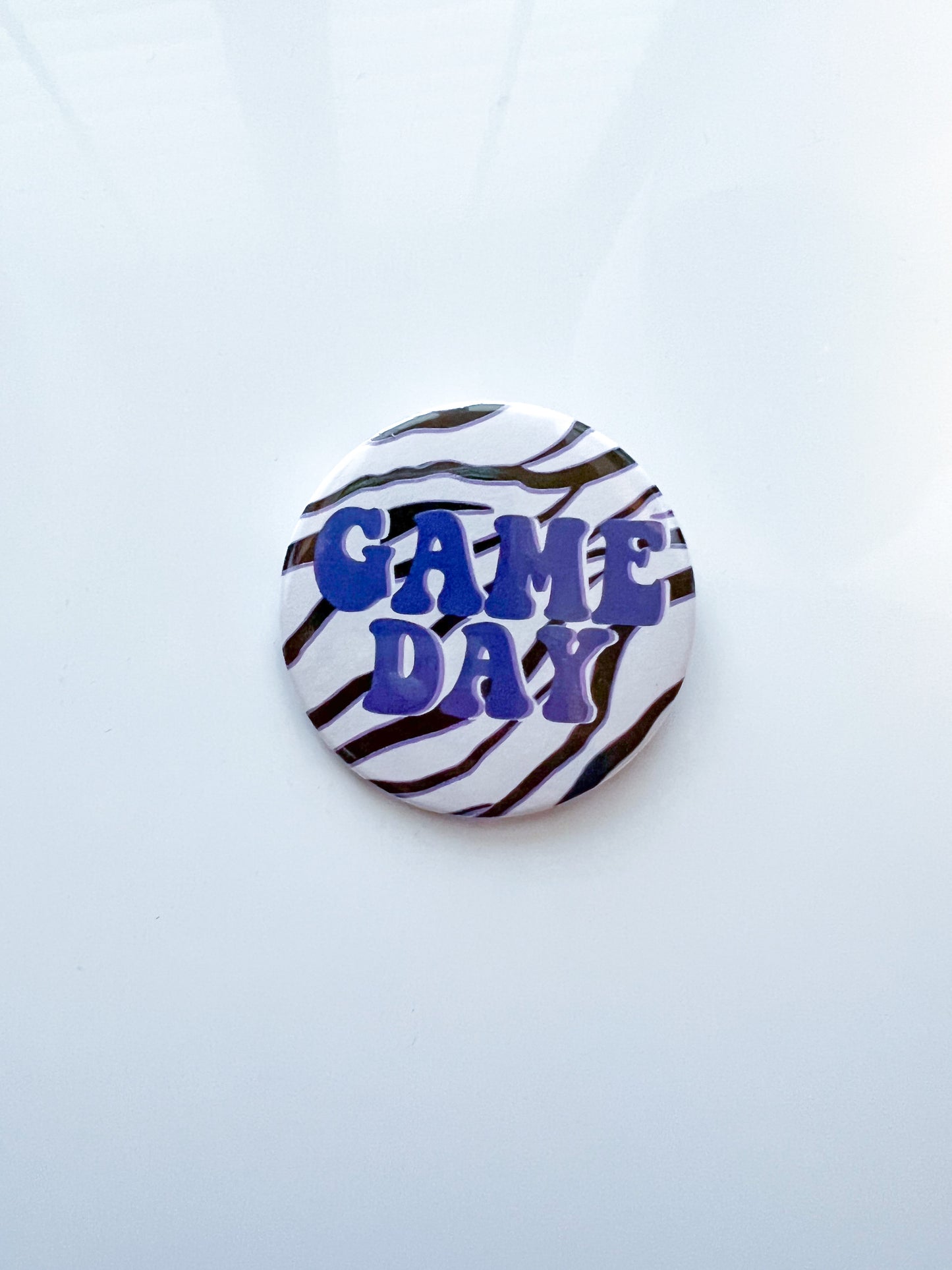 Purple Gameday Zebra Button