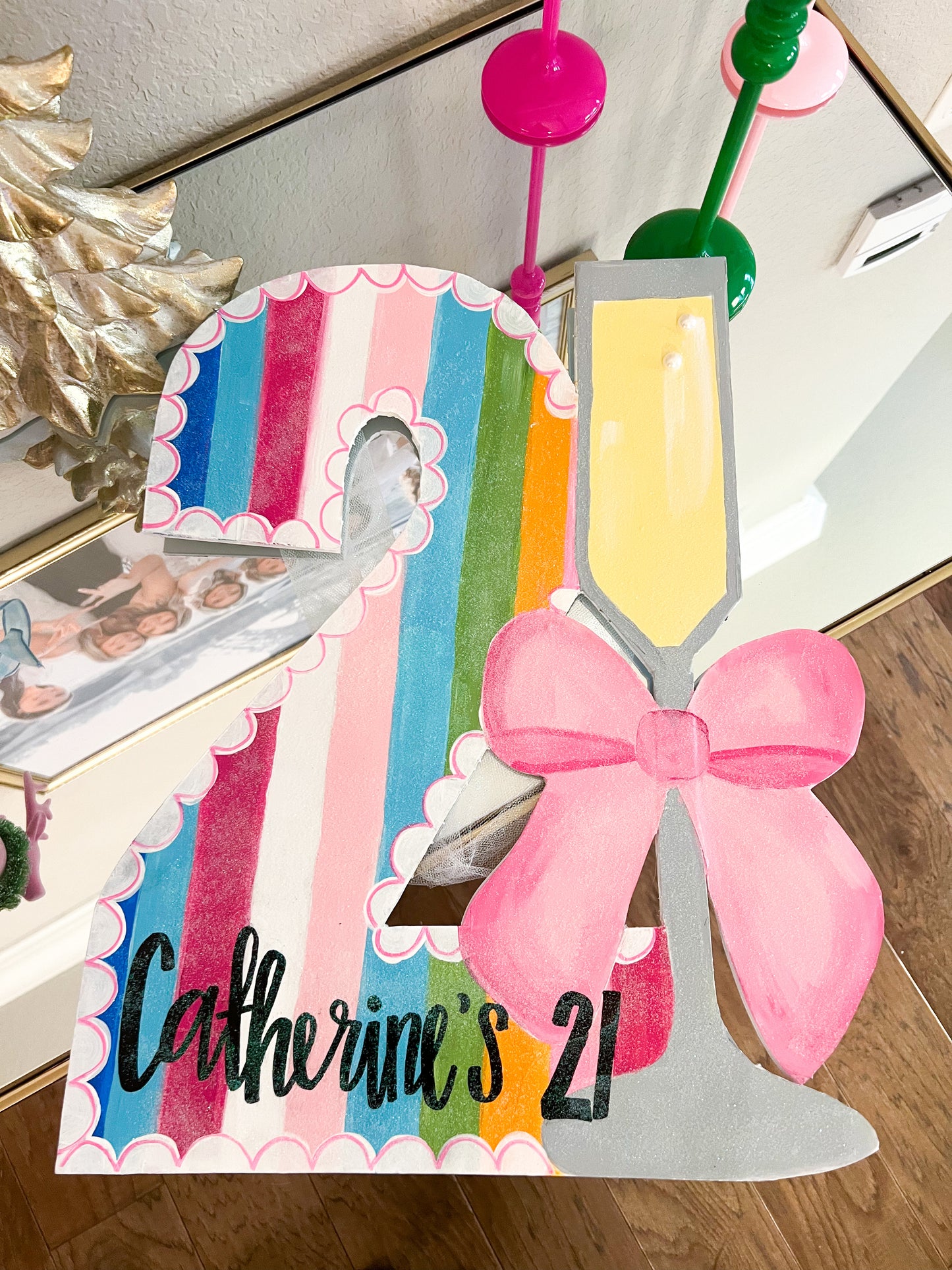 21st Birthday Sign- Rainbow Champagne