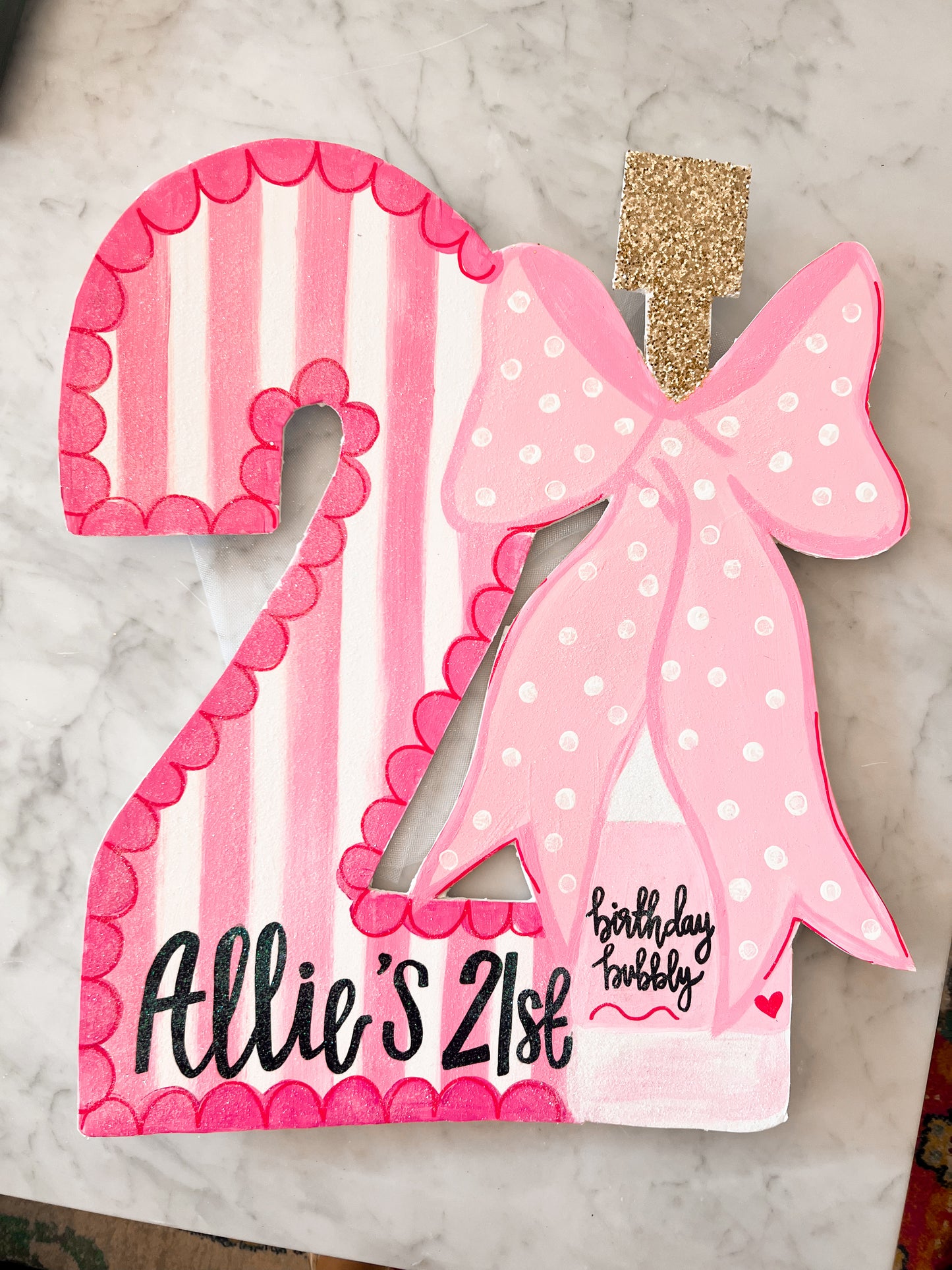 21st Birthday Sign- Pink Champagne
