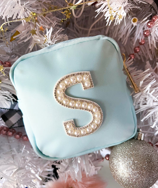 Light Blue Pearl Initial Letter Bag